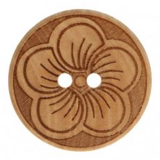 Knoop hout met bloem maat 32 - 20mm
