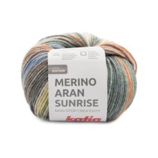 Merino Aran Sunrise 308 - Koper-Blauw-Kaki