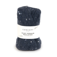Silky Mohair Paillettes 205 - donkerjeans