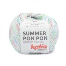 Summer Pon Pon 50 Wit-Waterblauw-Fuchsia