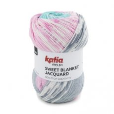 Sweet Blanket Jacquard 304 Grijs-Kauwgom roze-Water blauw